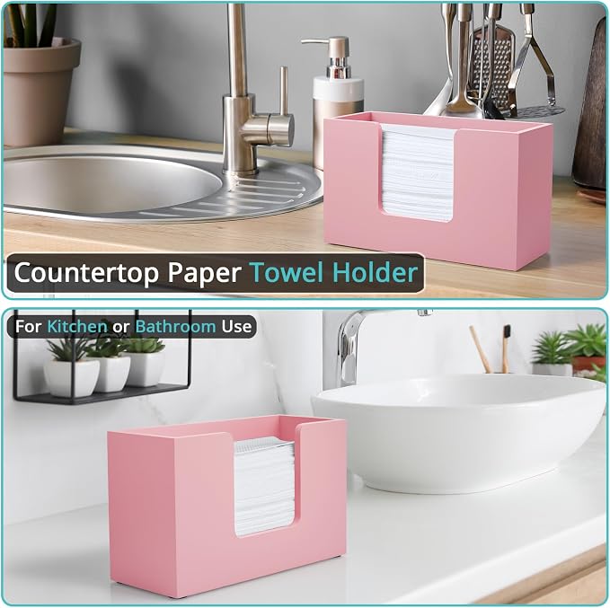 Paper Towel Dispenser Countertop, Wooden Bathroom Paper Towel Holder, - Image 3