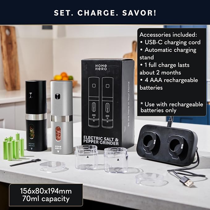 Home Hero Electric Salt and Pepper Grinder Set - Image 7