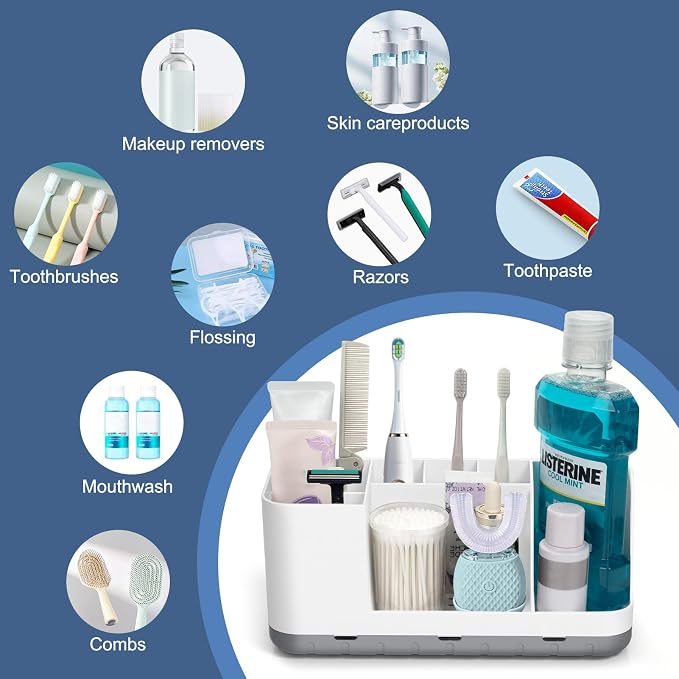 QIYVLOS Bathroom Organizers and Storage, 8 Slots Detachable Toothbrush Holders - Image 6