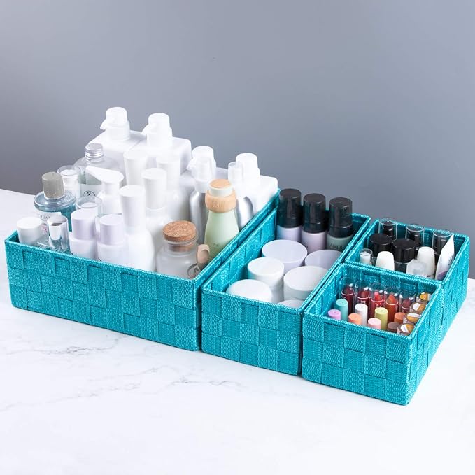 Posprica Woven Storage Baskets for Organizing, Small Black Baskets Cube Bin - Image 3