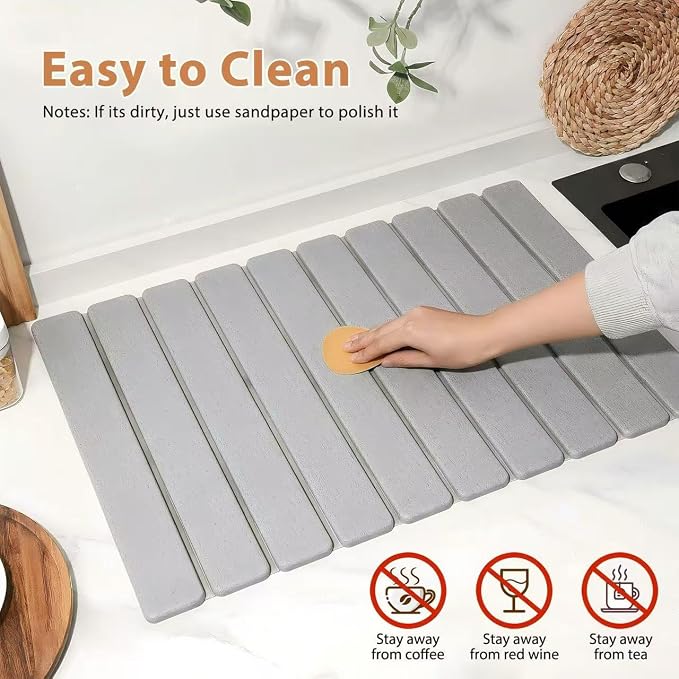 2 PCS Large Stone Dish Drying Mat - Image 5