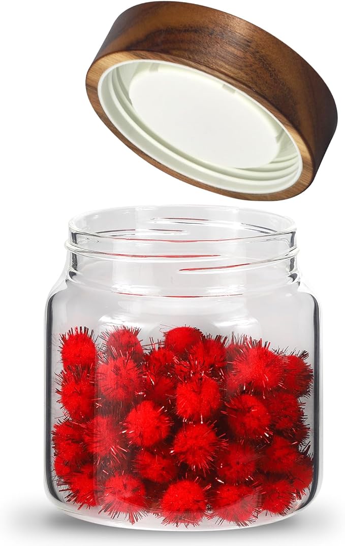 16 oz Glass Jars with Airtight Lid Spice Jar Round Storage Canister with Clear by Patoper