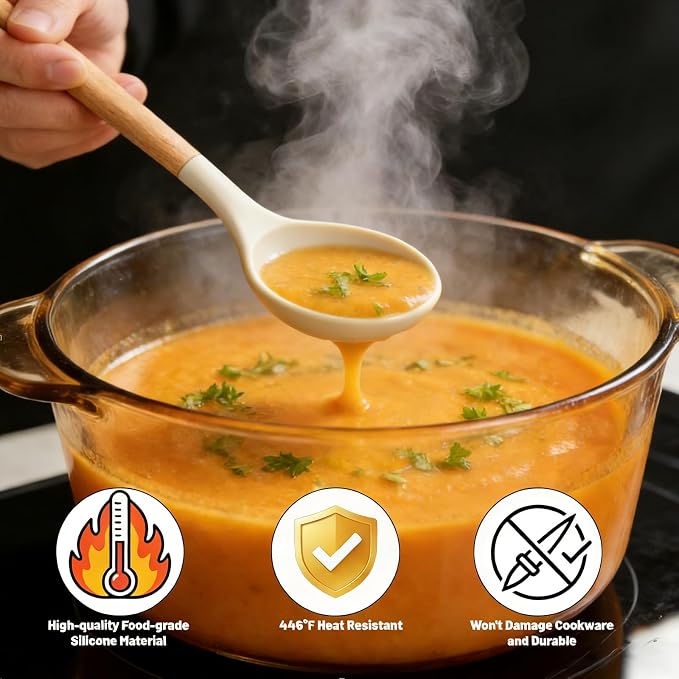 Silicone Cooking Utensil Set, Nonstick Kitchen Utensils 446°F Heat-Resistant - Image 4