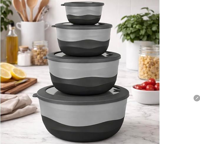 Pera Mixing Bowls with Lids Set, 8 Piece, BPA Free Nesting Kitchen Bowl Set - Image 7