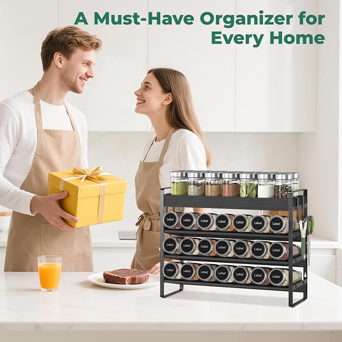 EsLuker.ly Spice Seasoning Rack Organizer Kitchen Countertop, 4 Tier Bamboo - Image 8
