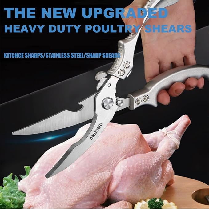ANDONG Heavy Duty Professional Poultry Shears -Stainless Steel Kitchen & Meat - Image 2