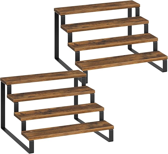 YATINEY Spice Rack, 4 Tier Wooden Display Riser Stand, Kitchen Storage Organizer by Yatiney