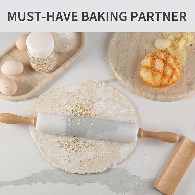 Koville Marble Rolling Pin, Non-Stick African Stone Polished Dough Roller - Image 8