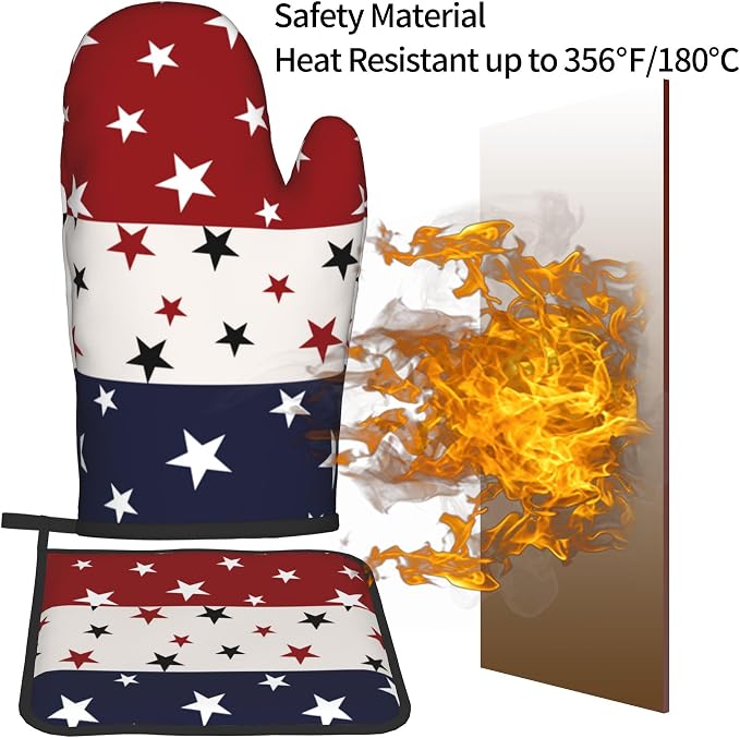 Red White and Blue Oven Mitts and Pot Holders Sets Patriotic American Flag - Image 5