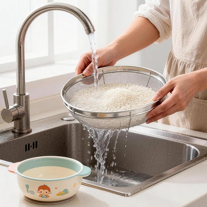Fine Mesh Strainer for Kitchen, Stainless Steel Colander Bowl for Pasta - Image 5