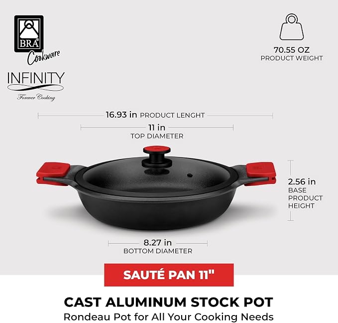 BRA COOKWARE Infinity Dual-Handled Sauté Pan w/Glass Lid | 11-Inch 2.95-Quart - Image 2