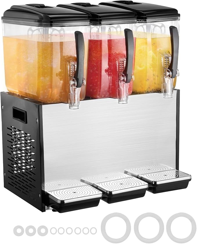VEVOR Commercial Beverage Dispenser, 3 Tanks 12 L / 12.7 QT Per Tank Juice - Image 9