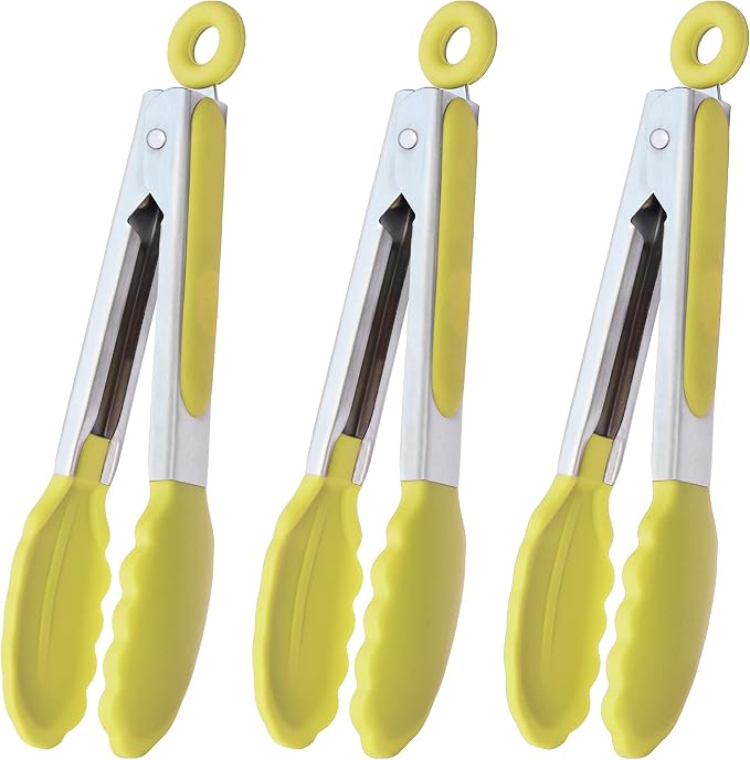 HINMAY Small Appetizer Tongs 7-Inch Silicone Tipped Kitchen Tongs by HINMAY