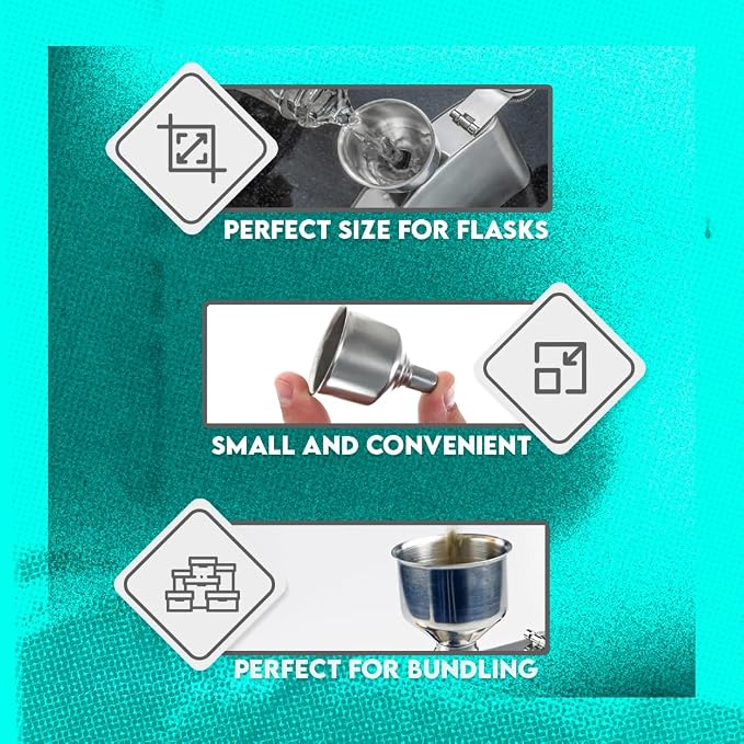 SE Stainless Steel Funnel for Flasks Bottles and Mini Bottles, Small Steel - Image 8