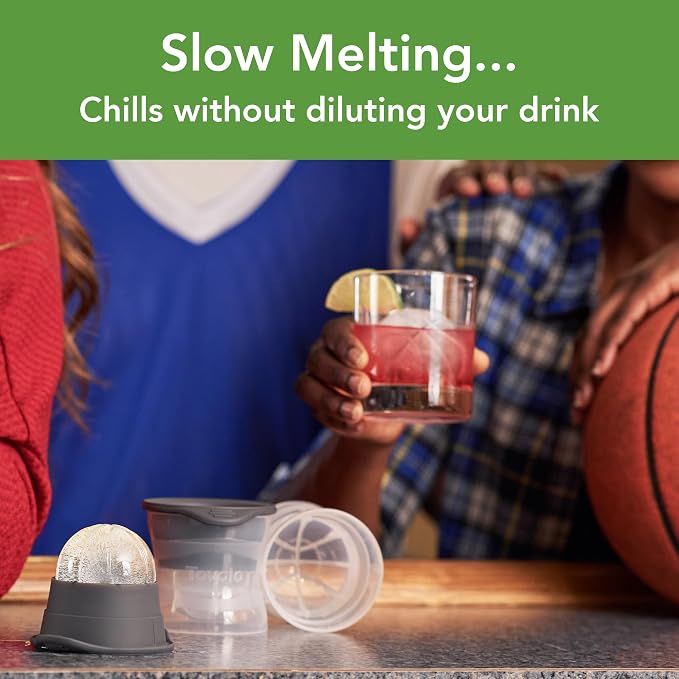 Tovolo Basketball Ice Cube Molds Pack of 2 Large Craft Ice Spheres - Image 2