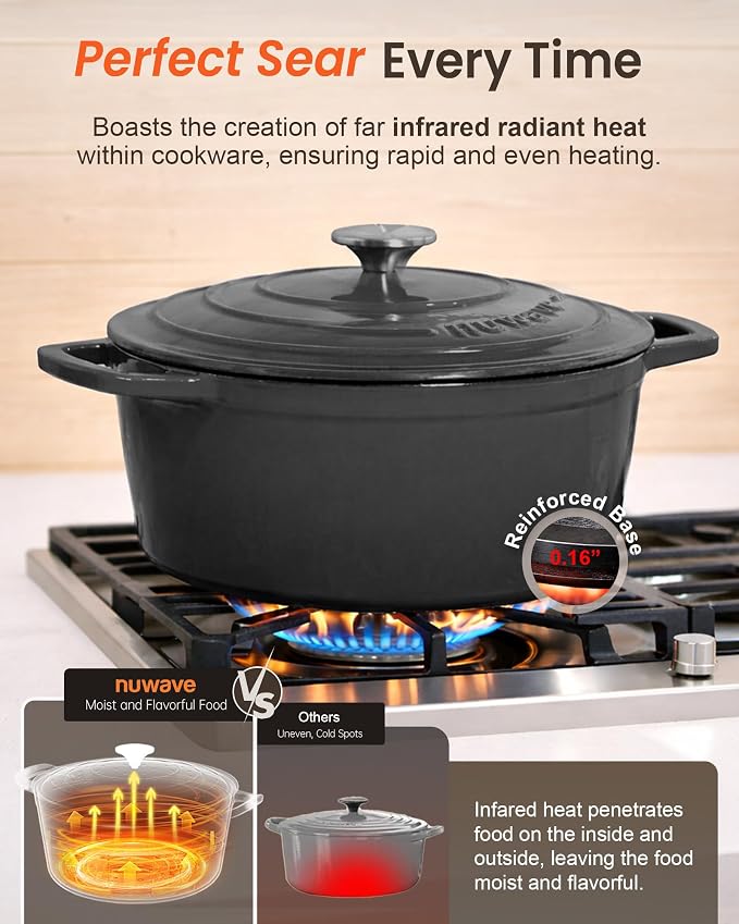 Nuwave 6QT Healthy Enameled Cast Iron Dutch Oven Pot - Image 3