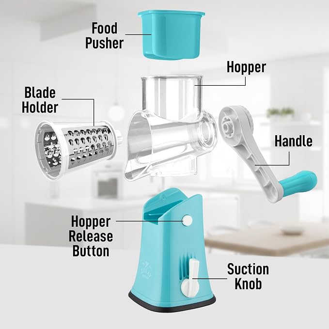Zulay Kitchen Rotary Cheese Grater 5 Blade Cheese Shredder - Image 8