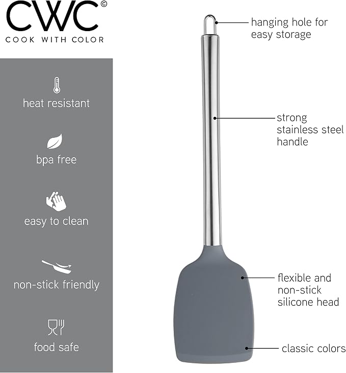 COOK WITH COLOR Silicone Cooking Utensils, Kitchen Utensil Set, Cooking Utensils - Image 6