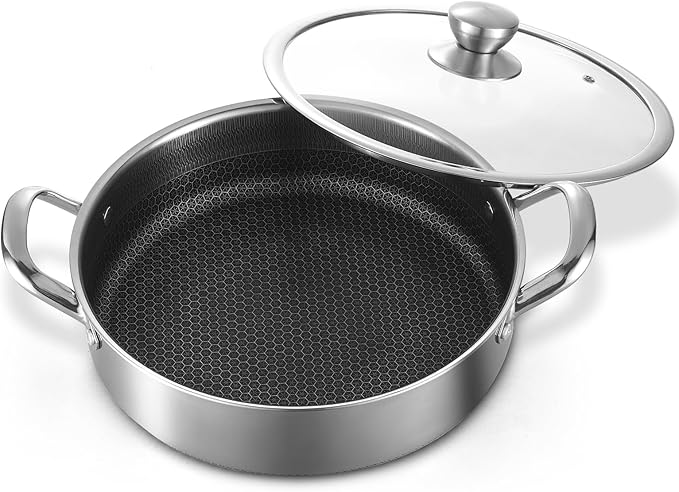 Toutrop Stainless Steel 7QT Saute Pan 14 Inch Deep Frying Pan by Toutrop