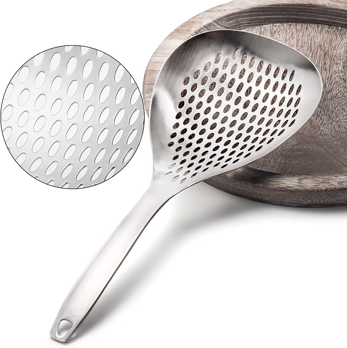2 Pack Skimmer Slotted Spoon, 13.6 Inch Large Stainless Steel Skimmer Ladle - Image 5