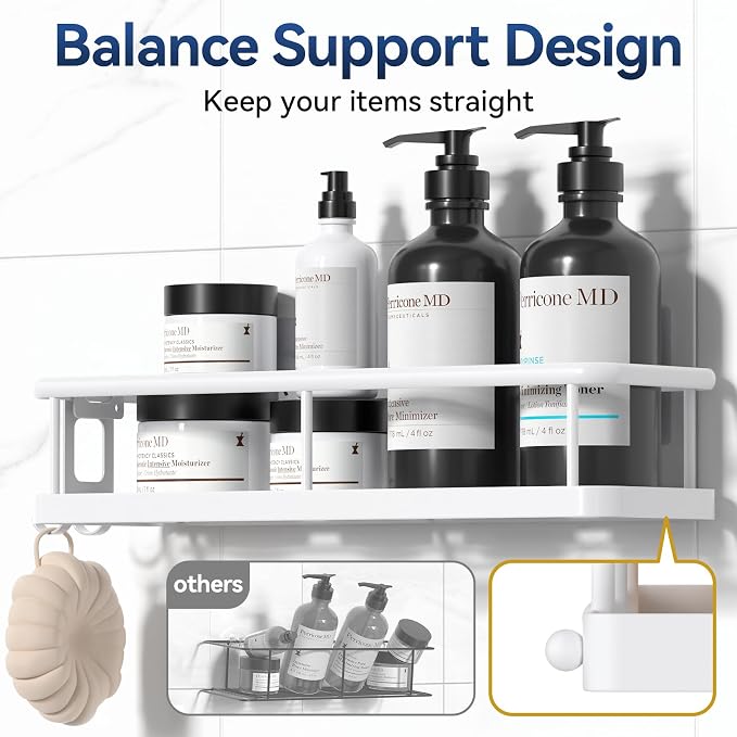 YASONIC Shower Caddy Adhesive, No Drill Bathroom Shower Organizers, - Image 6