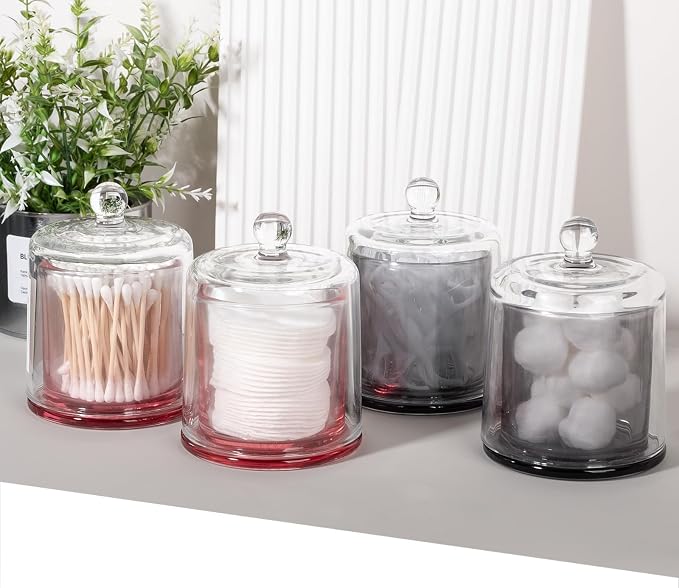 rejomiik 2 Pack Qtip Holder Thick Glass Apothecary Jars - Image 6