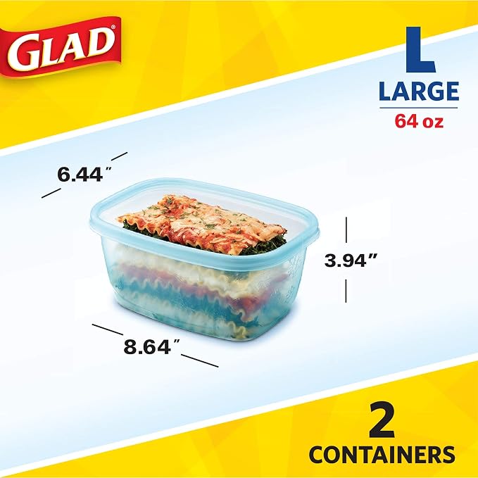 Glad Gladware Freezerware Food Storage Containers, Large Rectangle Holds 64 - Image 5