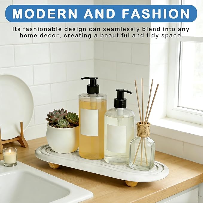 Instant Dry Sink Tray, Anti-Slip Stone Sink Caddy, Durable Kitchen Sink - Image 5