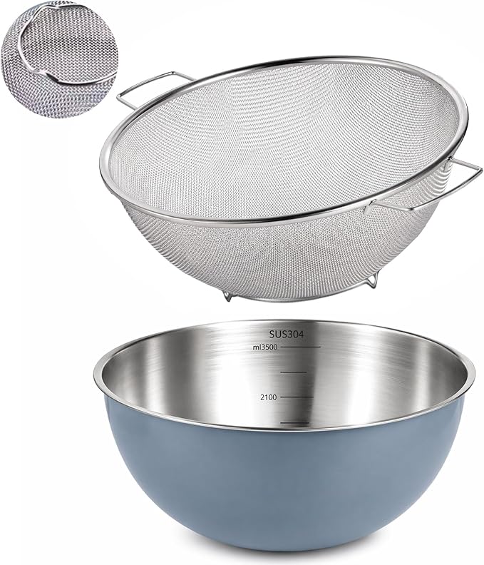 304 Stainless Steel Kitchen Colander Set, 3.5QT Colander by JULIPRO