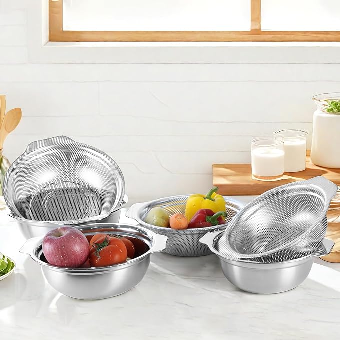 Stainless Steel Colander for Kitchen, 2.5QT Rice Washer Strainer - Image 6