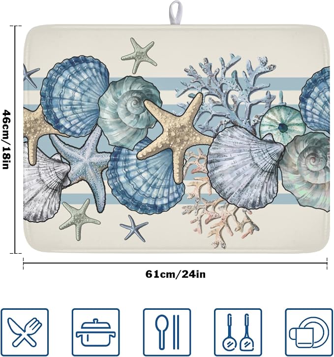 Nautical Coastal Dish Drying Mat - Image 2
