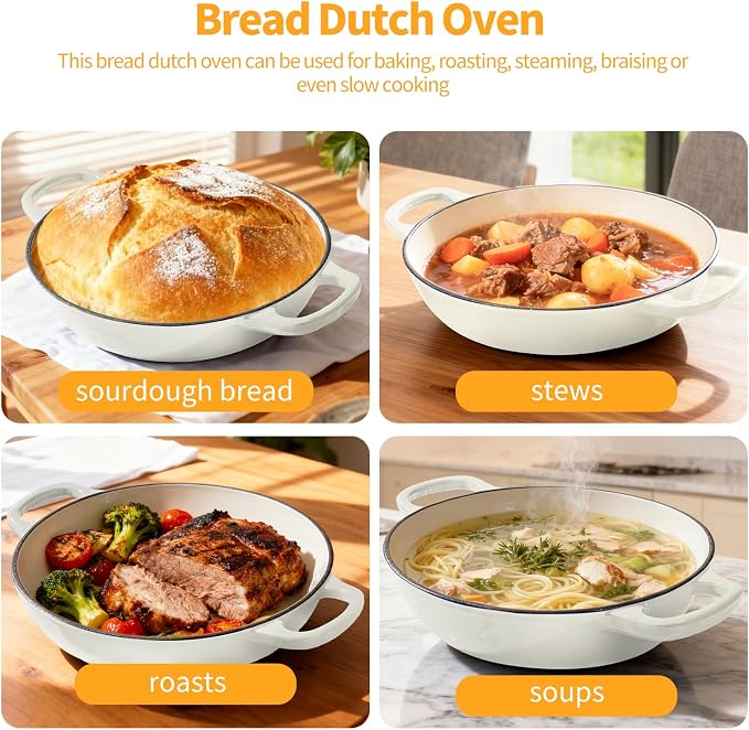 ONKO Dutch Oven For Sourdough Bread Baking, 6QT Enameled Cast Iron Dutch Oven - Image 7