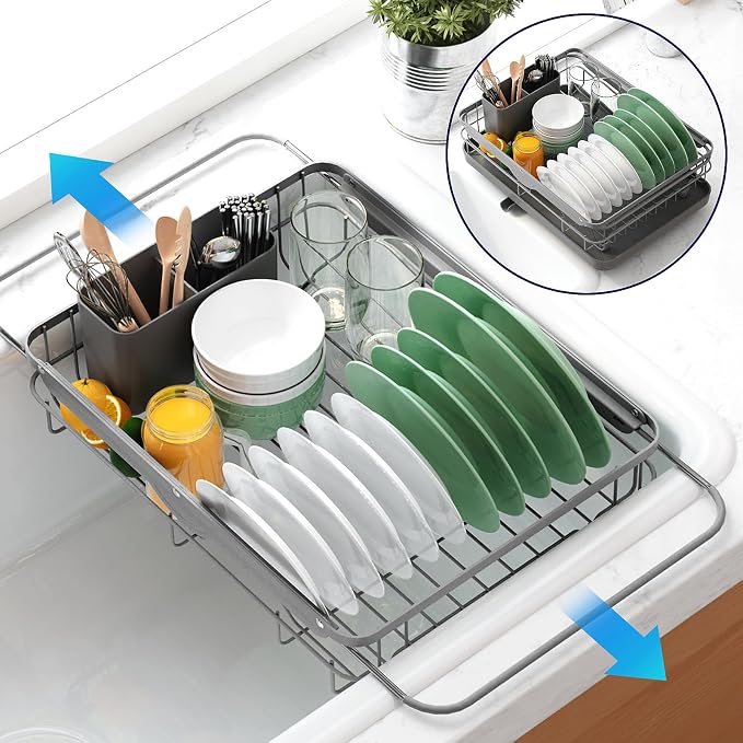 Kitsure Dish Drying Rack for Kitchen Counter, Stainless Steel Sink Organization by Kitsure