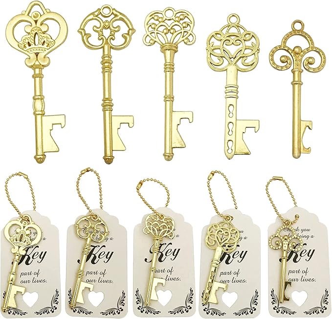WODEGIFT 50 PCS Key Bottle Openers, Bridal Shower Favors, Rustic Wedding Favors by WODEGIFT