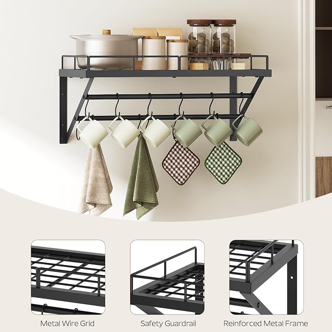 YATINEY Wall Mounted Pot Rack, 23.8 Inch Pot and Pan Organizer - Image 8