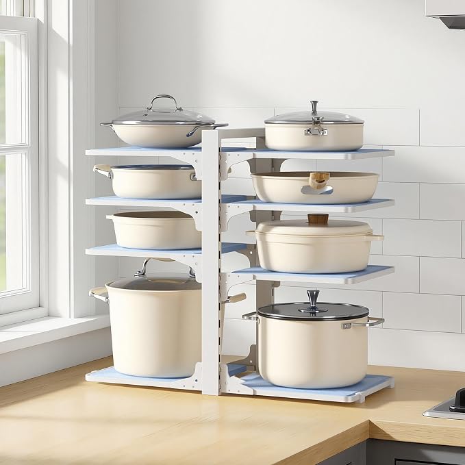LAMU Pots and Pans Organizer under Cabinet, 8 Tier Heavy Duty Pan Organizers - Image 9