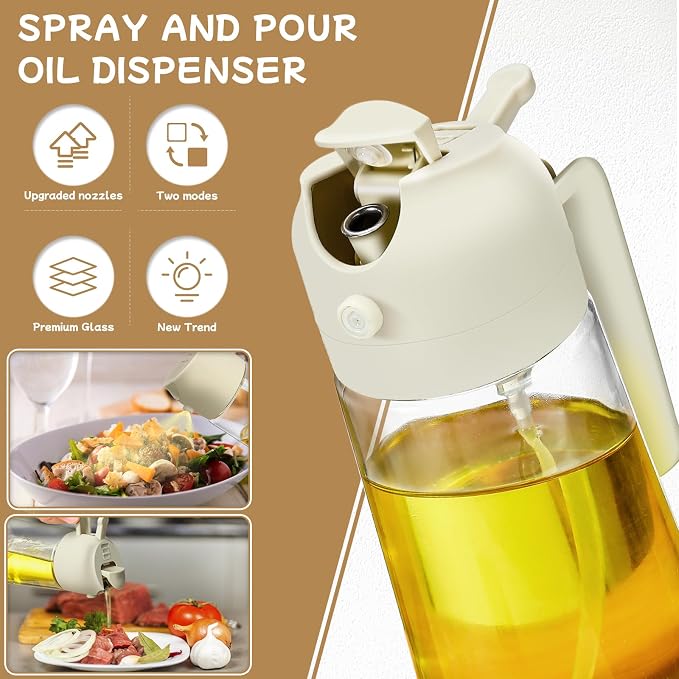 Oil Sprayer for Cooking 2pcs, 2 in 1 Oil Dispenser and Oils Sprayer Kitchen - Image 2