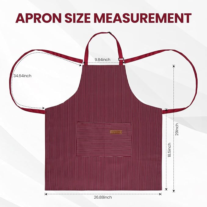 Serrenf 2 Pack Apron, Cooking Kitchen Aprons, Adjustable Bib Apron - Image 5