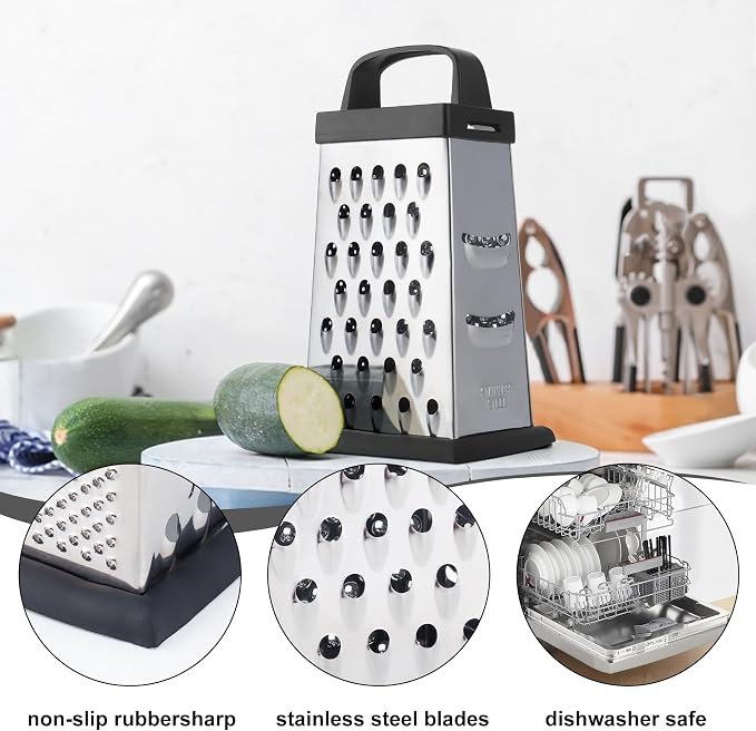 Cheese Grater, Mini Size 4-Sided Stainless Steel Grater, Food Shredder - Image 3