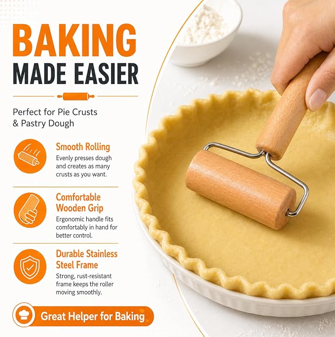 Small Wooden Rolling Pin for Baking, 7 Inch Mini Dough Roller, Non Stick Pizza - Image 6