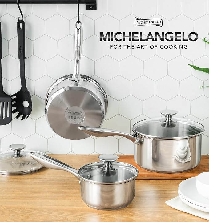 MICHELANGELO Stainless Steel Saucepan Set - Image 7