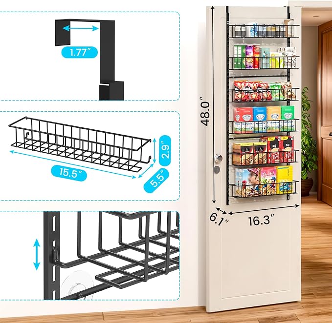 ElegantArray 6-Tier Pantry Door Oragnizer, Over The Door Pantry Organizer Rack - Image 2