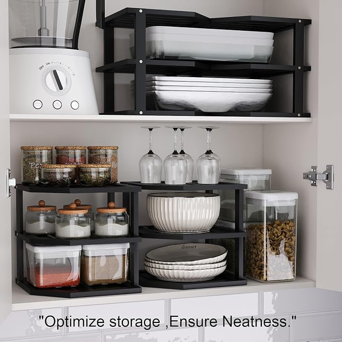 VERTORGAN 3 Tier Bamboo Corner Shelf, Dish Drying Rack, Plate Organizer - Image 5