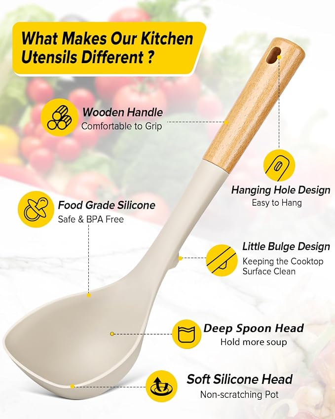 Silicone Soup Ladle and Spaghetti Spoon Set - Image 2