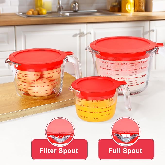 KOMUEE 4 Piece Glass Measuring Cups Set, 5 Oz, 4-Cup Liquid Measuring Cups - Image 4