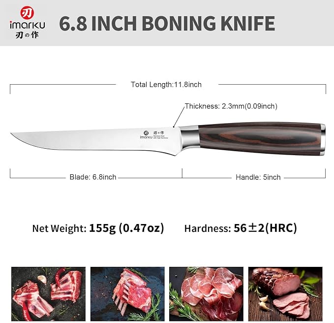 imarku Fillet Knife, German High Carbon Boning Knife, 6-Inch Stainless Steel - Image 6