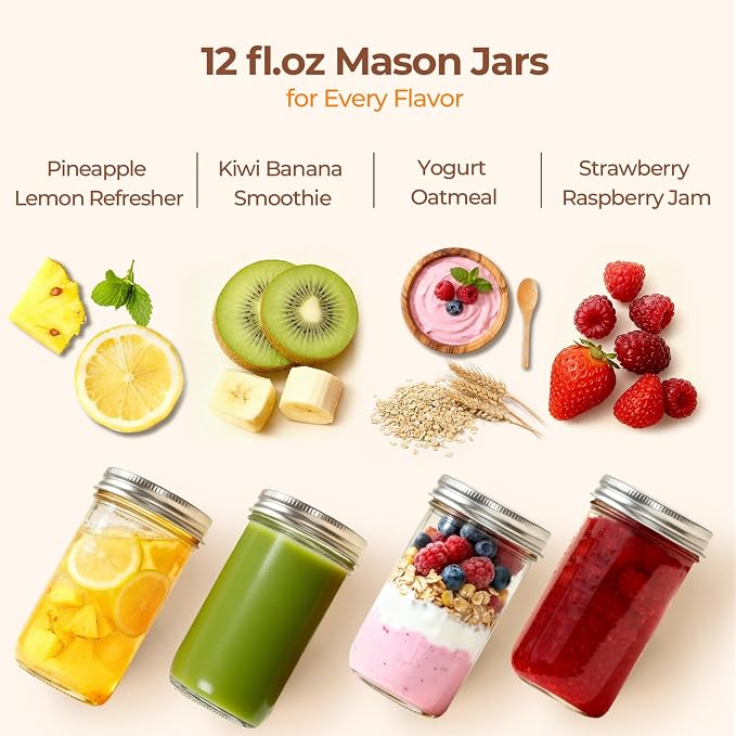 ComSaf 12 oz Mason Jars with Lids 6 Pcs, Regular Mouth Canning Jars with Seal - Image 5