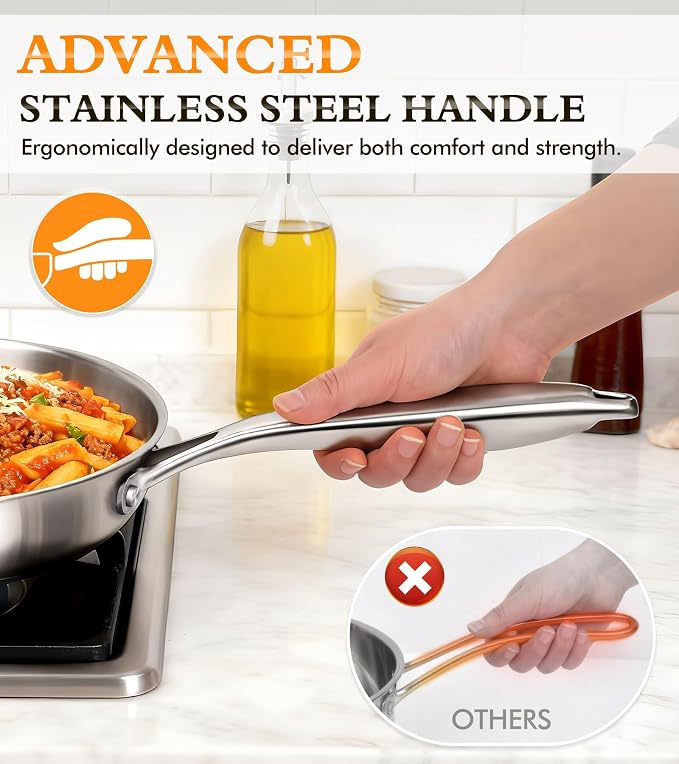 16-Piece Pots and Pans Set, Tri-Ply Stainless Steel Cookware Set - Image 5
