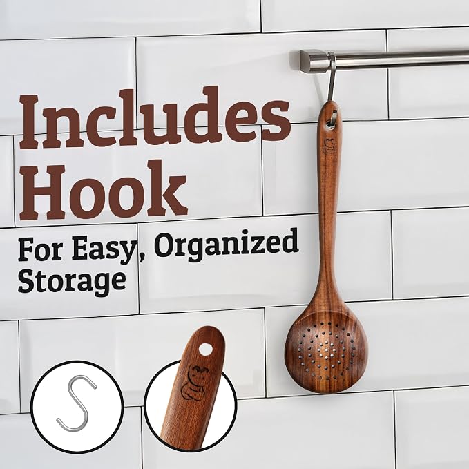 PriorityChef Wooden Slotted Spoon - Image 5
