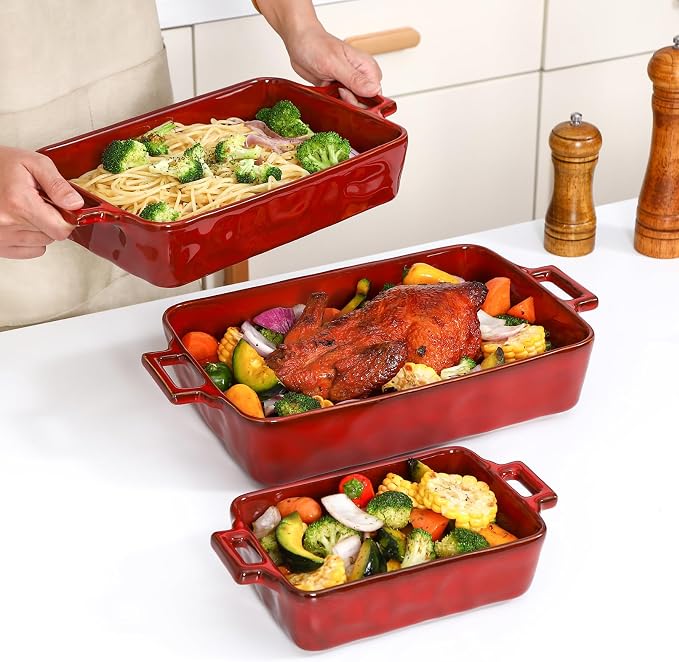 VICRAYS Ceramic Bakeware Set, Porcelain Rectangular Baking Dish, Baking Pan - Image 7